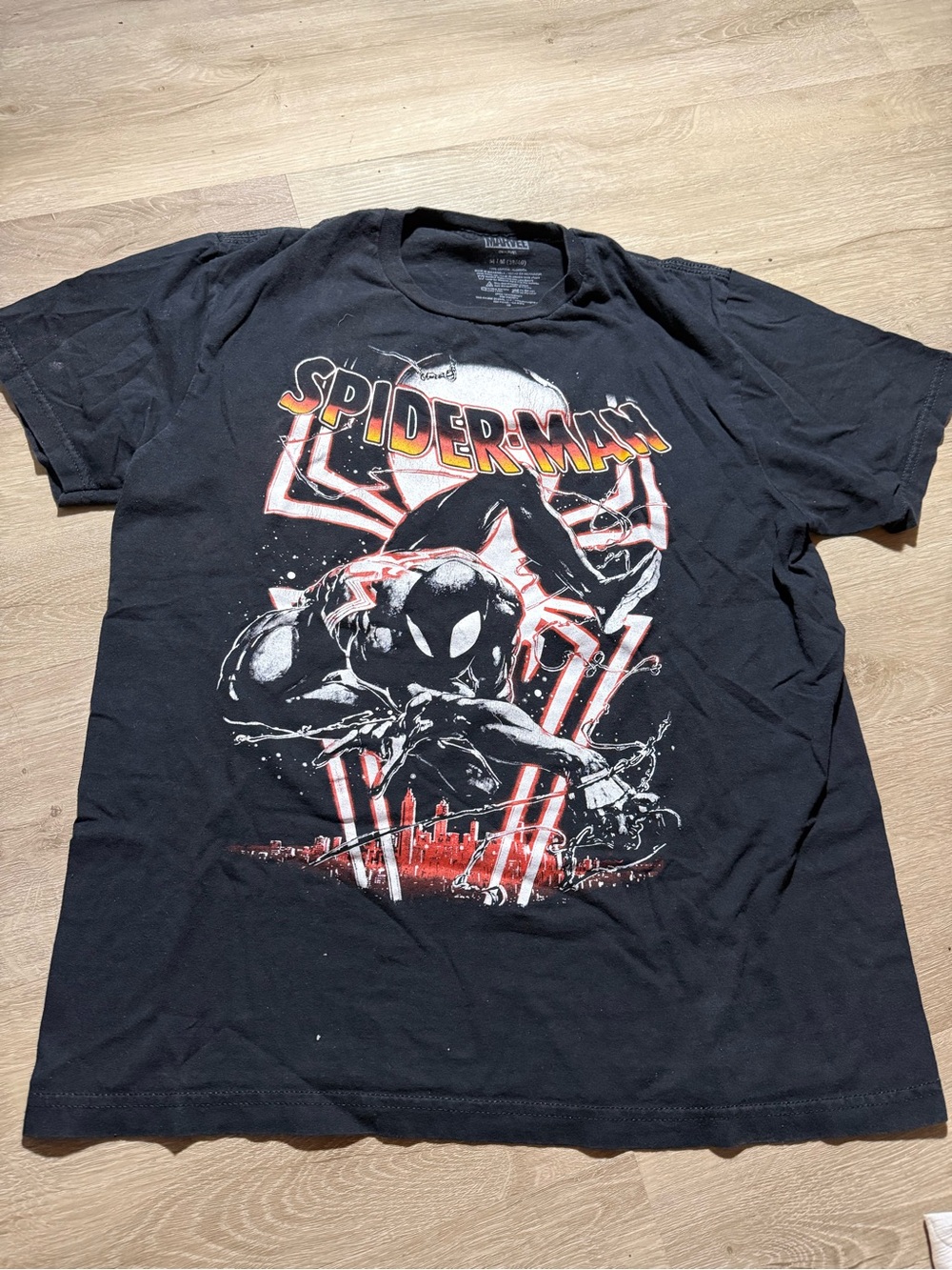 Marvel Spider-Man Black Tee with Red and White Graphic